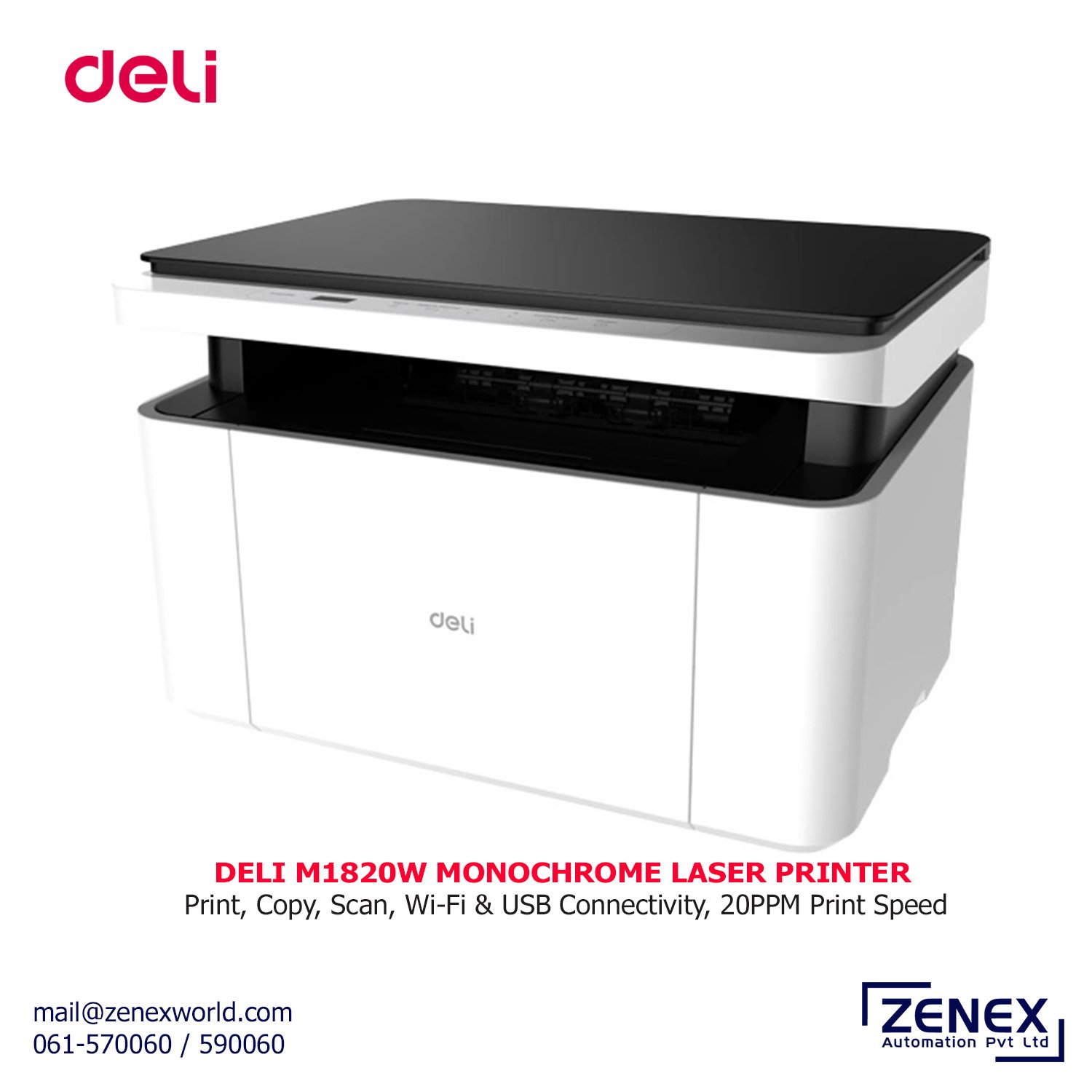 Zenex-Deli-M1820W_1 DELI MONOCHROME LASER PRINTER (M1820W) - Image 1