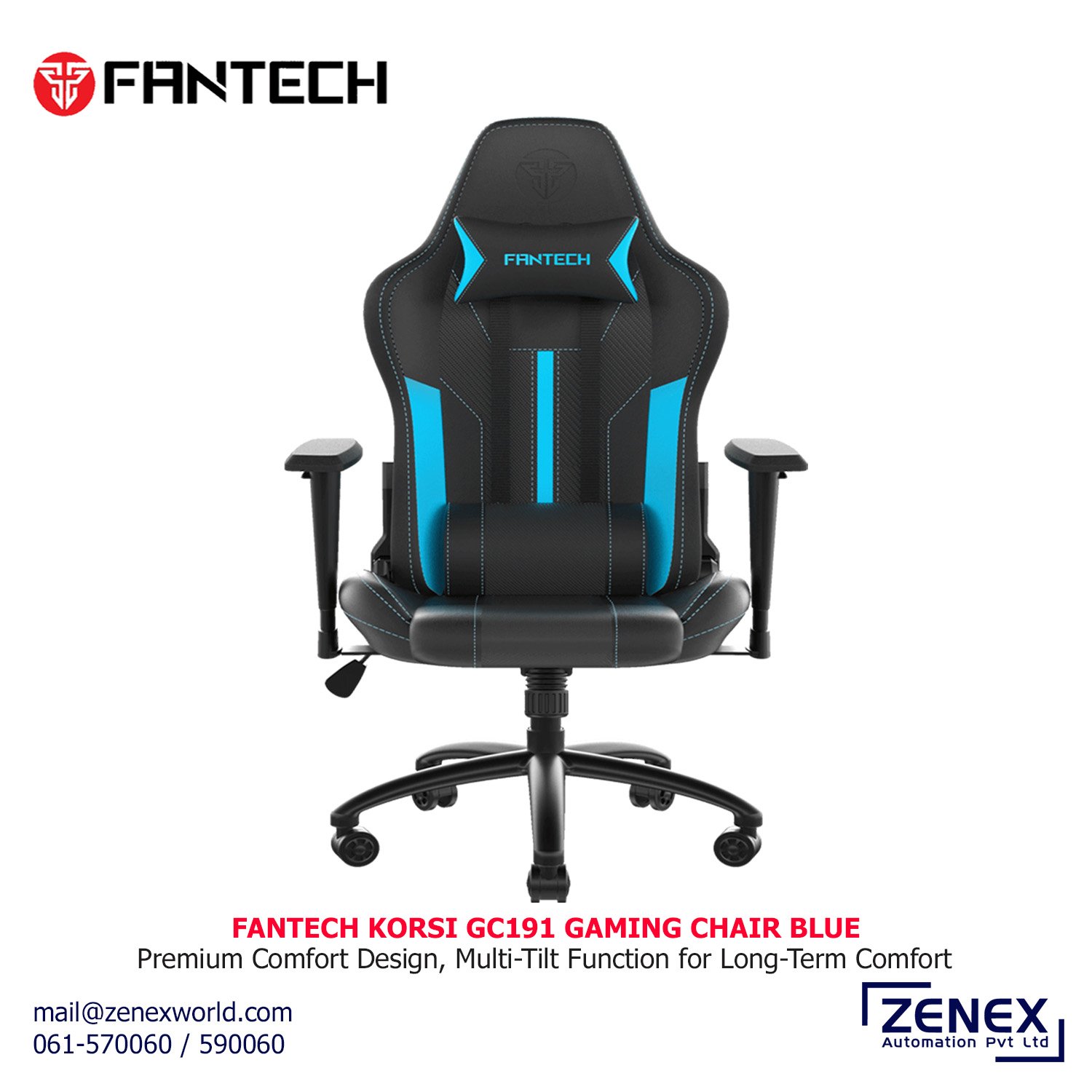 Zenex-FanTech-Korsi-GC191-Gaming-Chair-Blue_1 FANTECH KORSI GC191 GAMING CHAIR – BLUE - Image 1