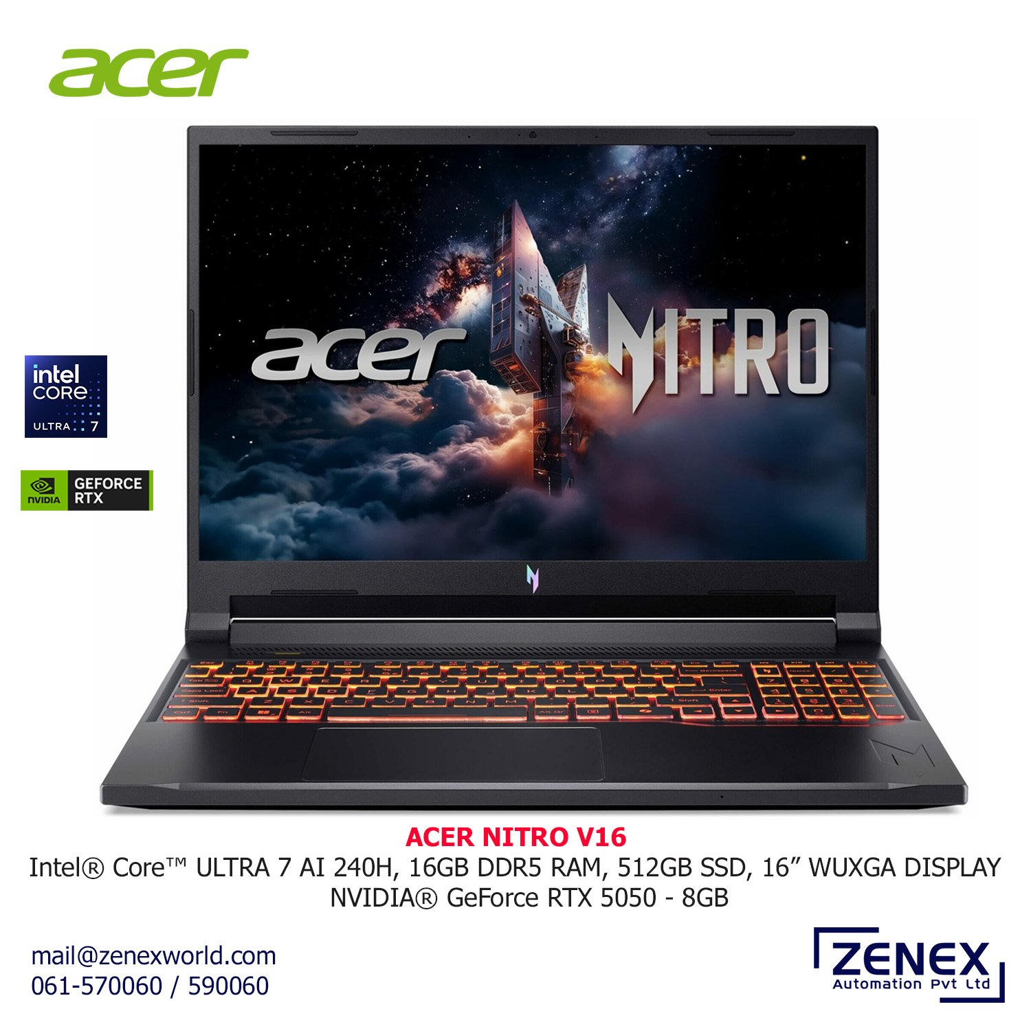 Zenex-Acer-Nitro-V16-Intel-Ultra7-Ai_1 ACER NITRO V16 INTEL ULTRA 7 AI - Image 1