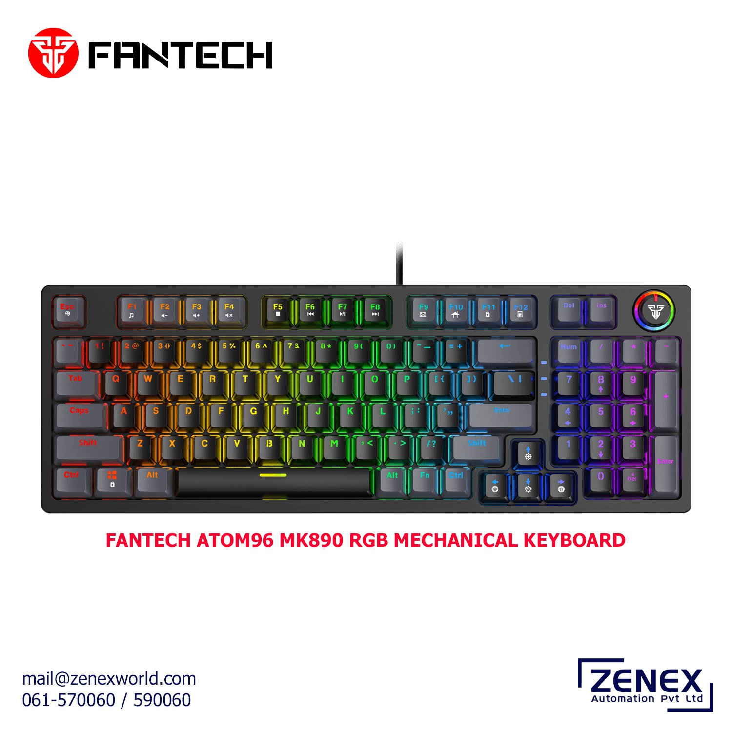 Zenex-Fantech-Atom96-MK890-Rgb-Mechanical-Keyboard_1 FANTECH ATOM96 MK890 RGB MECHANICAL KEYBOARD - Image 1