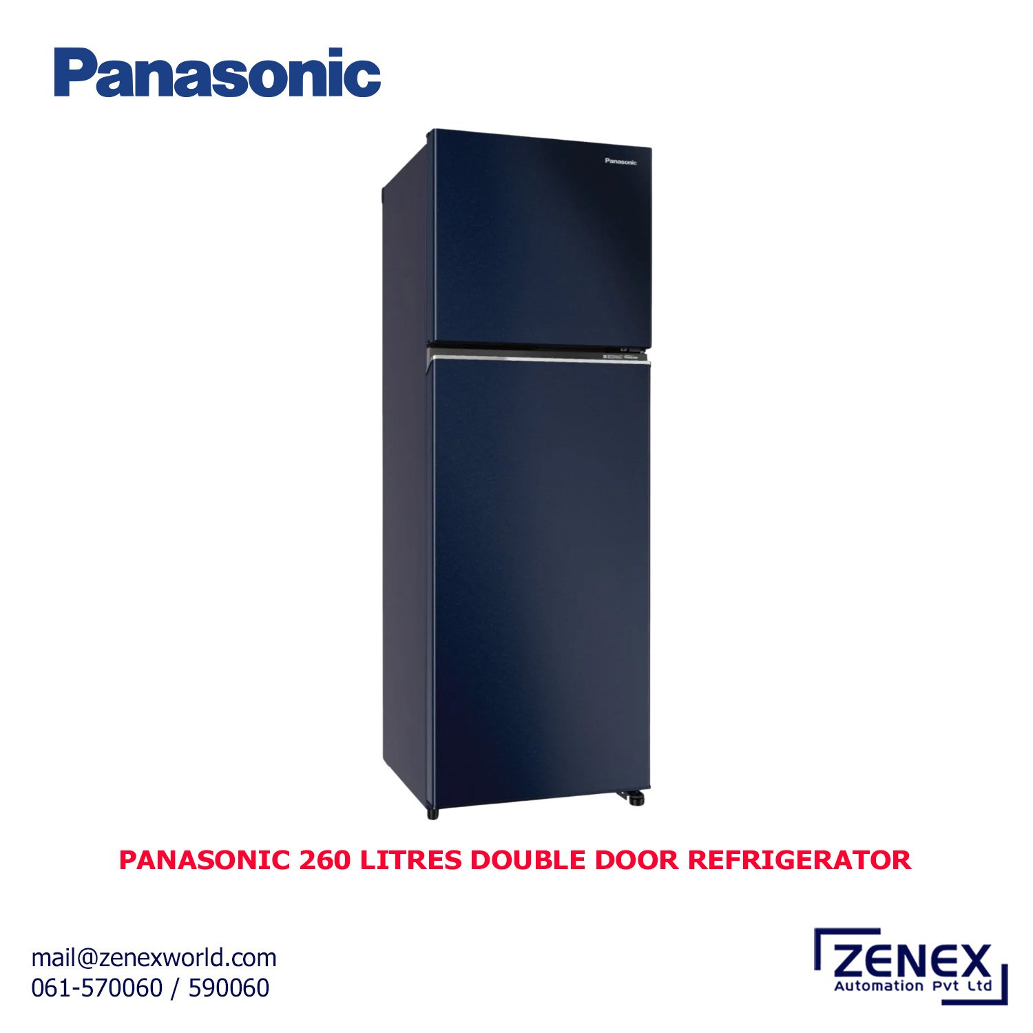 Zenex-Panasonic-260-Litres-Double-Door-Refrigerator-NR-TH271BPAX_1 PANASONIC 260 LITRES DOUBLE DOOR REFRIGERATOR (NR-TH271BPAX) - Image 1