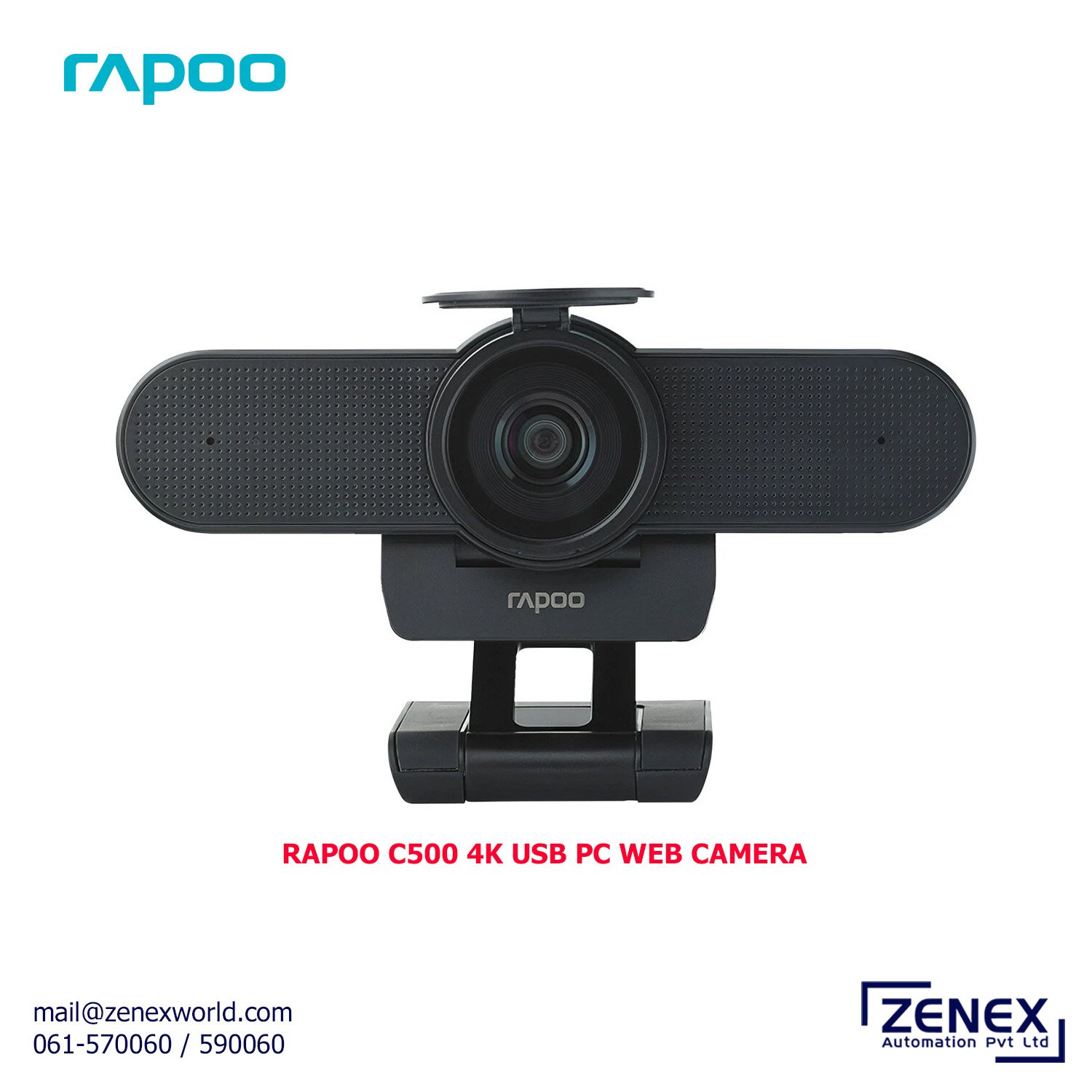 Zenex-Rapoo-C500-4k-USB-PC-Web-Camera_1 RAPOO C500 4K USB PC WEB CAMERA - Image 1
