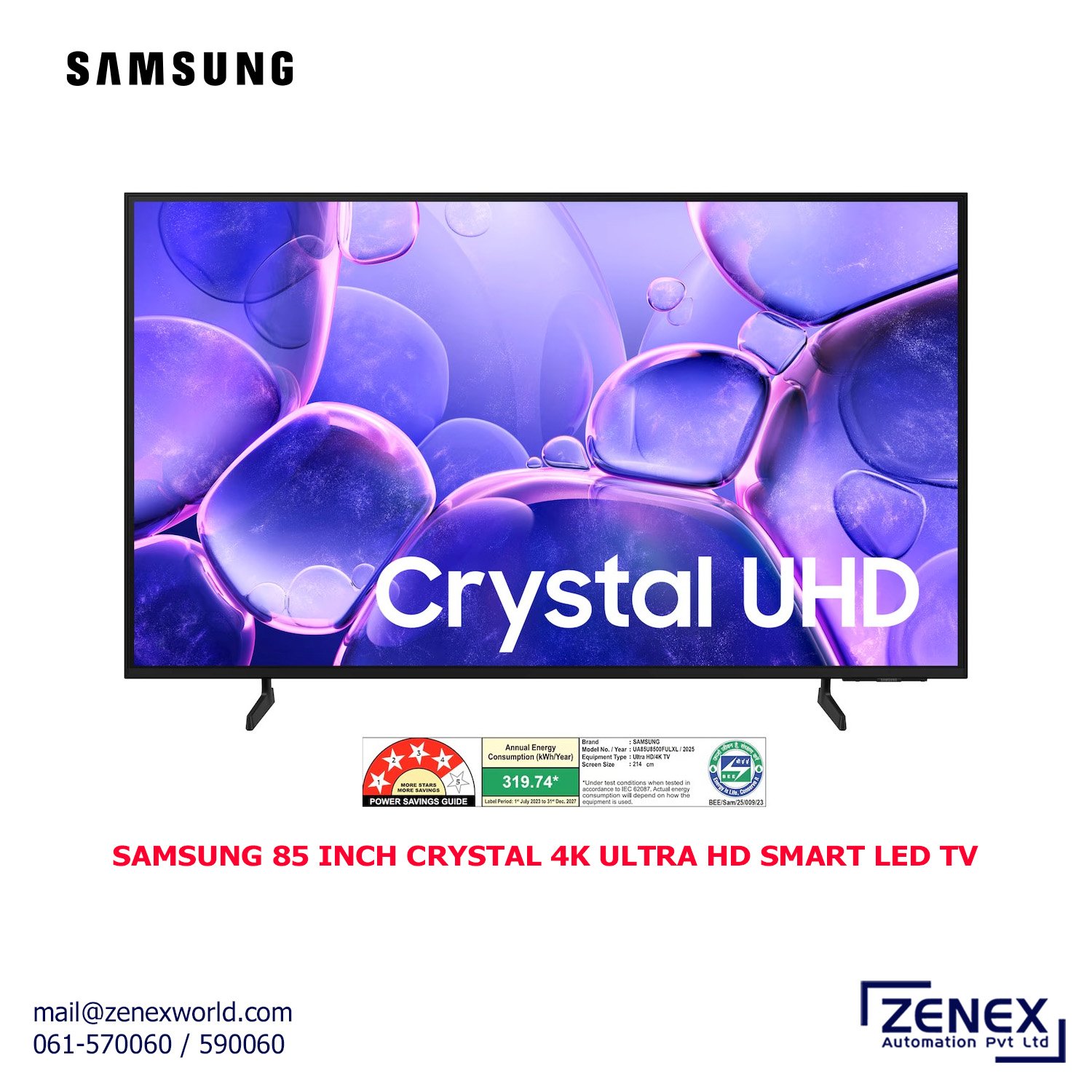 Zenex-Samsung-85-Inch-Crystal-4k-Ultra-Hd-Smart-LED-TV_1 SAMSUNG 85 INCH CRYSTAL 4K ULTRA HD SMART LED TV - Image 1