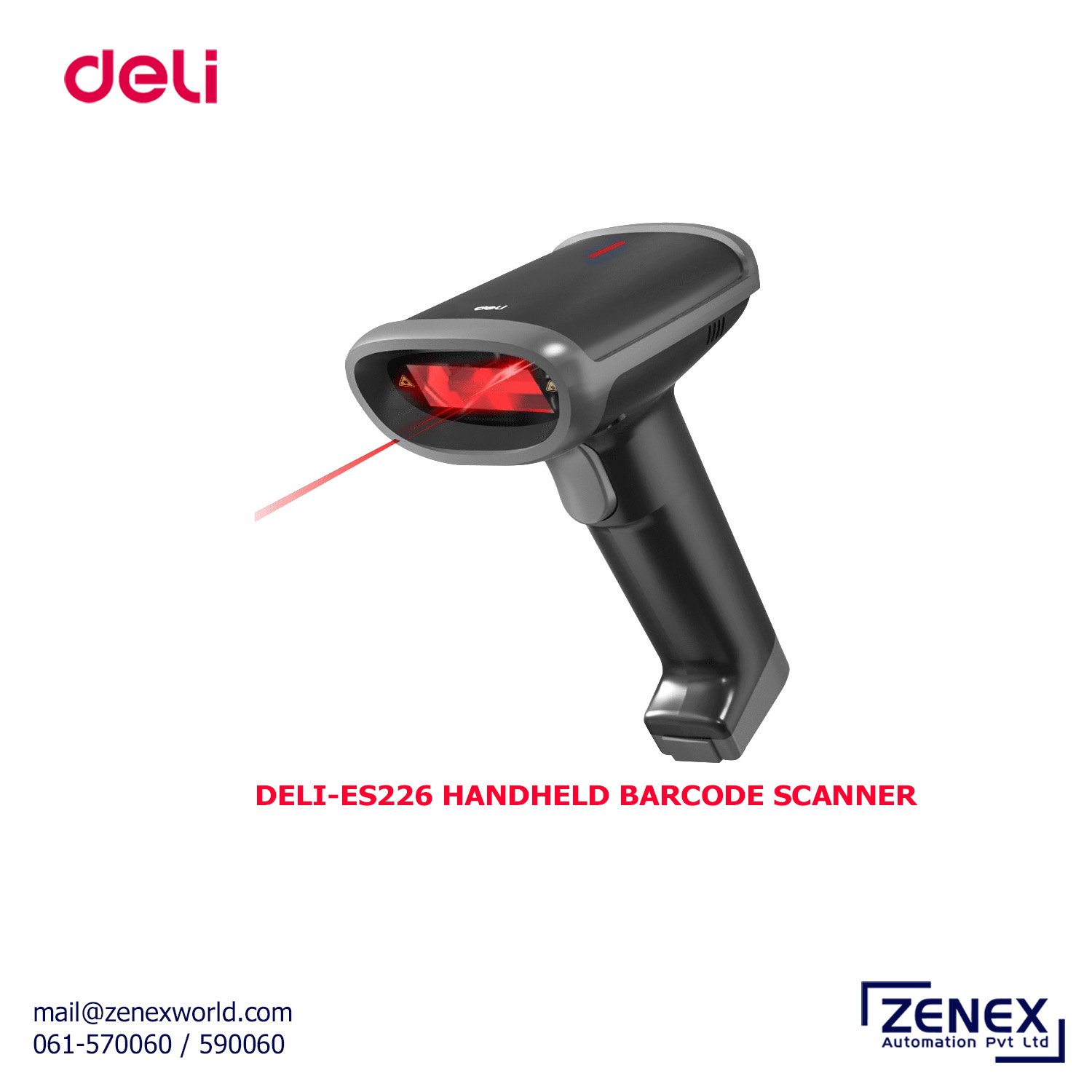 Zenex-Deli-ES226-Handheld-Barcode-Scanner_1 DELI-ES226 HANDHELD BARCODE SCANNER - Image 1