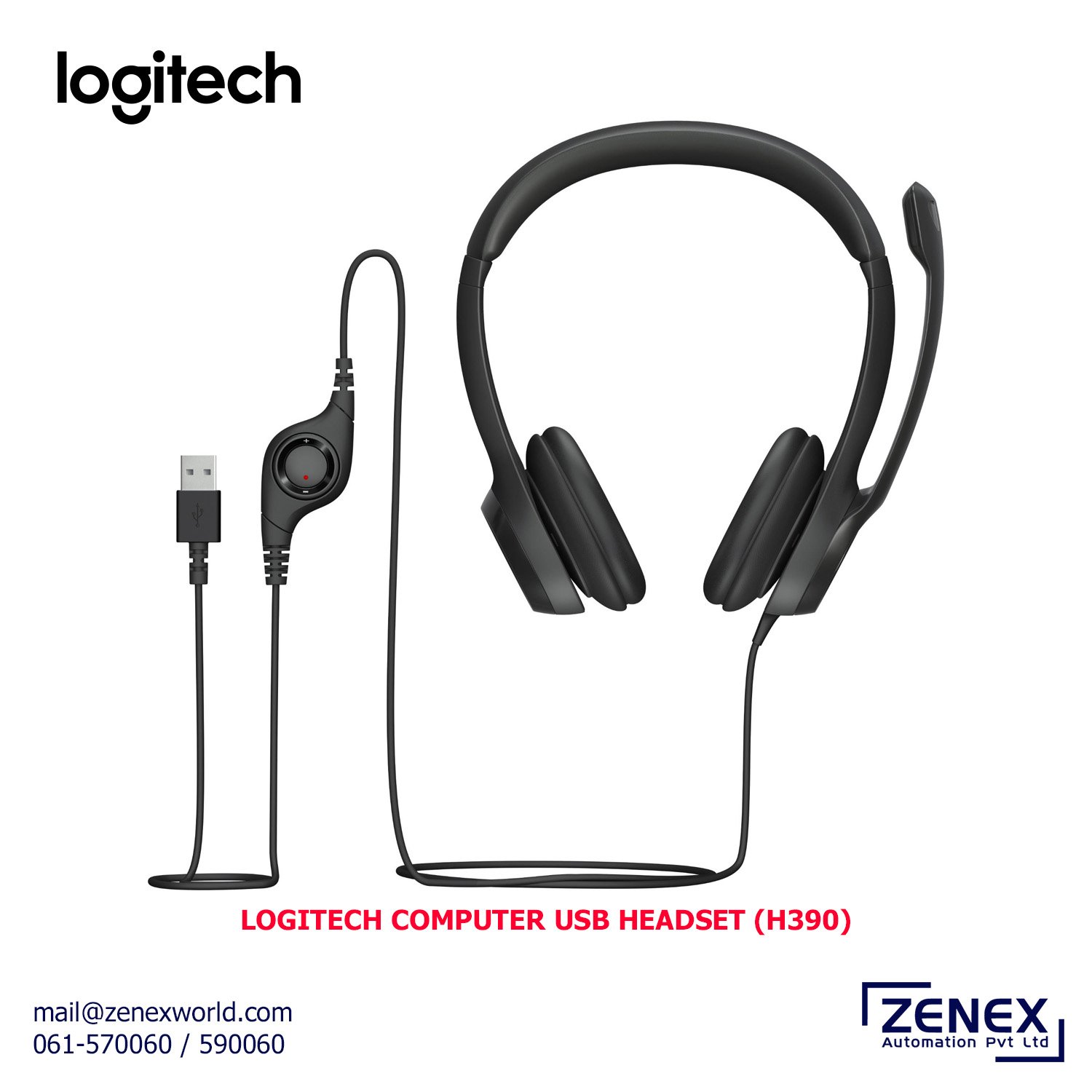 Zenex-Logitech-Computer-USB-Headset-H390_1 LOGITECH COMPUTER USB HEADSET (H390) - Image 1