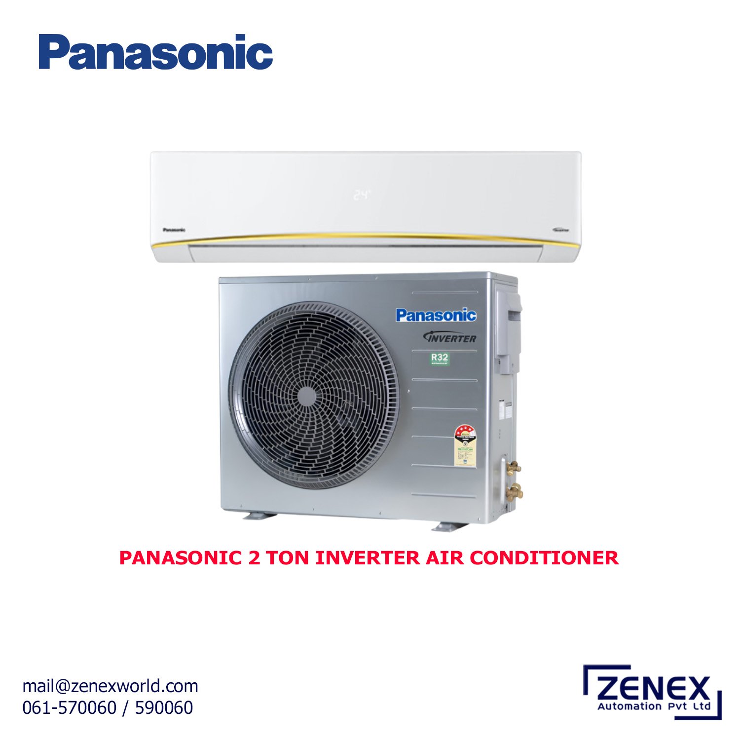 Zenex-Panasonic-2-Ton-Inverter-Air-Conditioner_1 PANASONIC 2 TON INVERTER AIR CONDITIONER (CS/CU-KZ24YKY-8) - Image 1