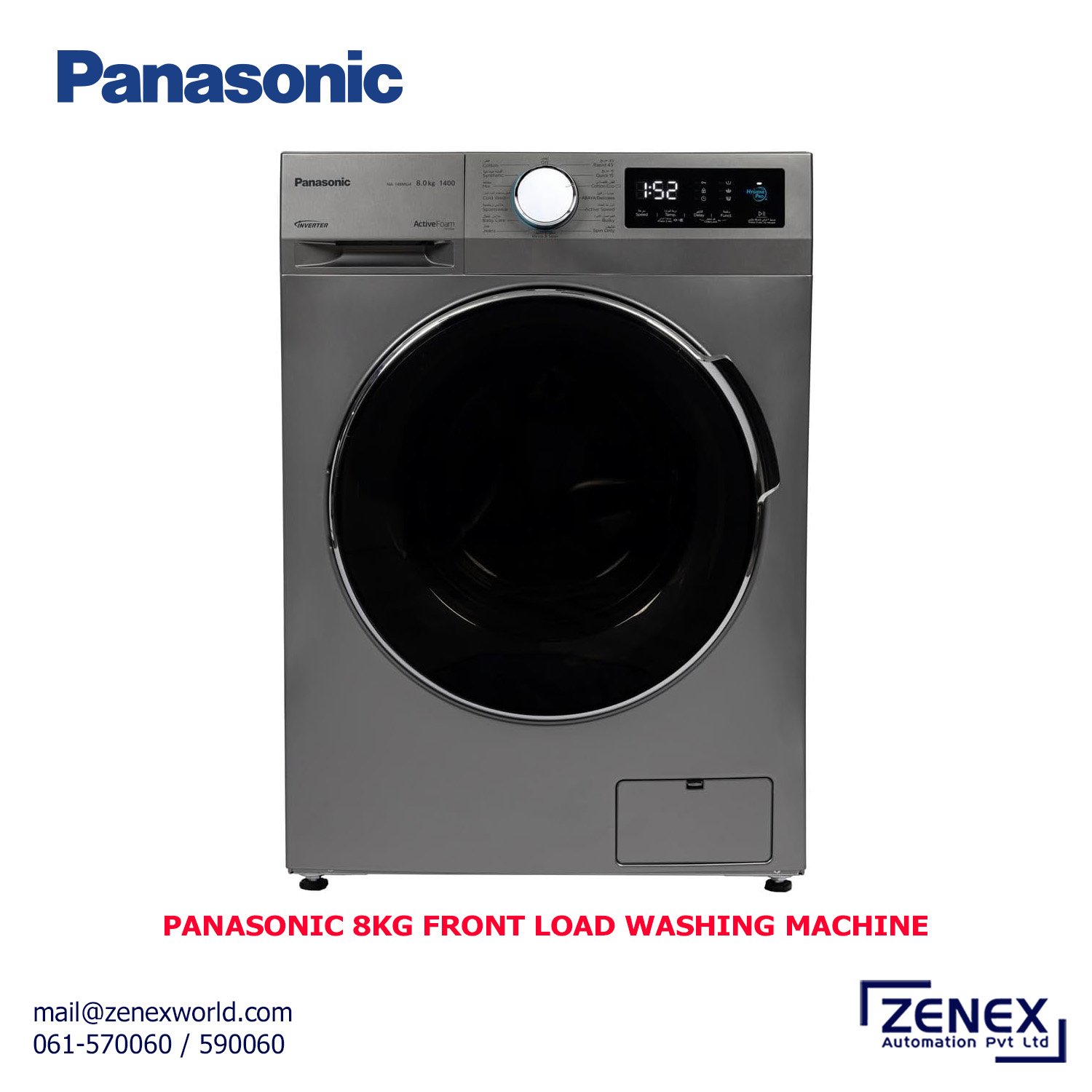 Zenex-Panasonic-8kg-Front-Load-Washing-Machine_1 PANASONIC 8KG WASHING MACHINE (NA-148MG4) - Image 1